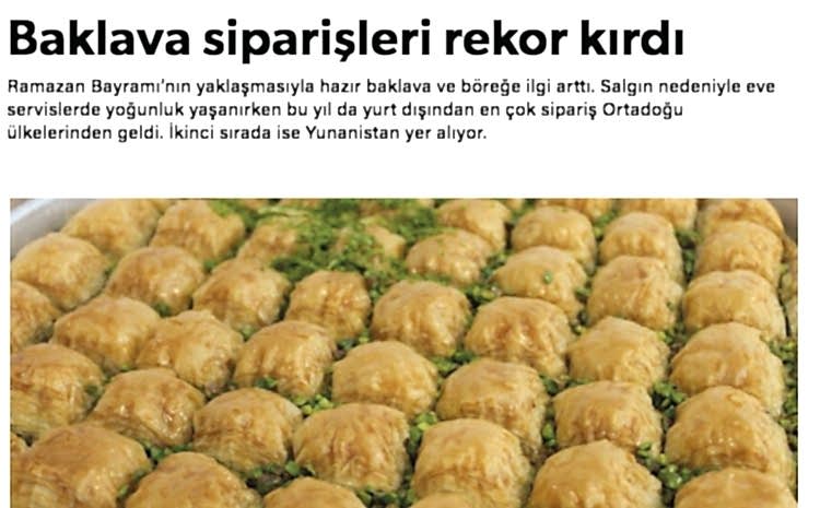  Baklava siparişleri rekor kırdı